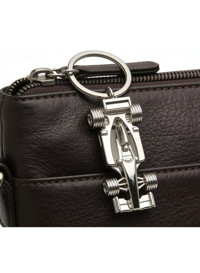 2 حزمة مجموعة من سلاسل مفاتيح السيارات للرجال ، مناسبة لحقائب الظهر المكتبية ، والمحافظ ، والاكسسوارات ، ومحبي السباقات ، والمجمعين ، والأسود + الفضة - Image 5